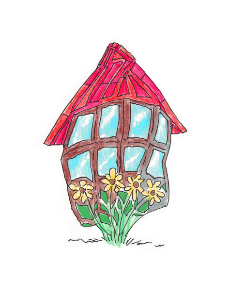 有红瓦屋顶的风格化鸡舍图片下载