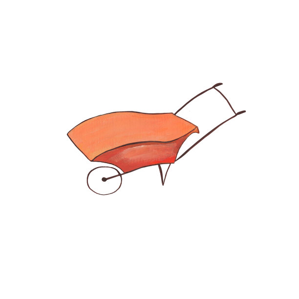 手推车花园橙色。孤立在白色背景上。水彩插图图片下载