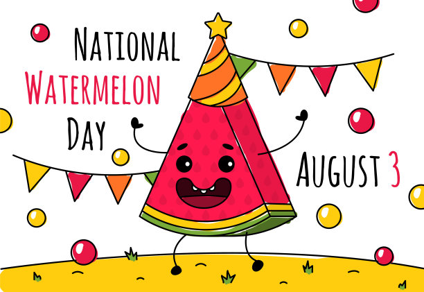 8月全国西瓜日矢量横幅图片下载