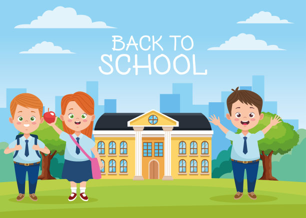 小学生们都穿着校服，在学校里群居图片下载