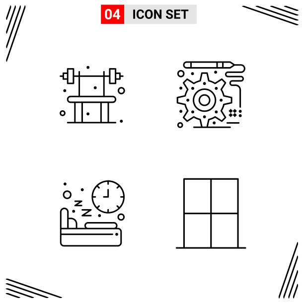 4图标线条样式基于网格的创意轮廓图片下载