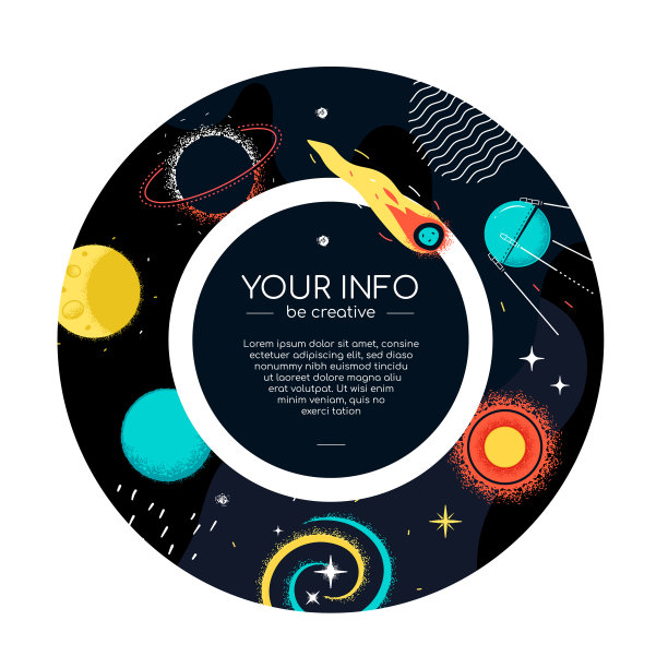 太空和天文学-彩色平面设计风格的网页横幅图片下载