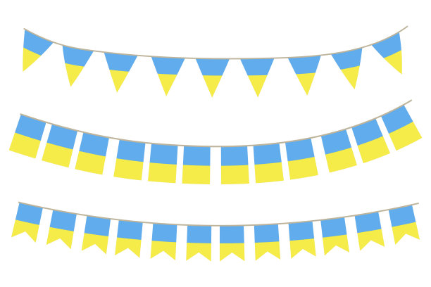 乌克兰国旗的花环。乌克兰的国家象征。基辅日的装饰。矢量图像。股票的照片。图片下载