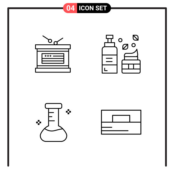 为网页和移动设置4个线条样式图标图片下载
