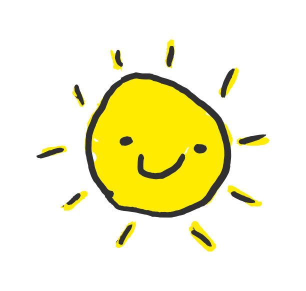 儿童绘图样式太阳图标。矢量插图图像。孤立在白色背景上。图片下载