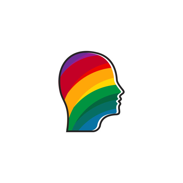 彩色头标志设计矢量，创造性思维，学习和设计图标。人头，人的符号图片下载