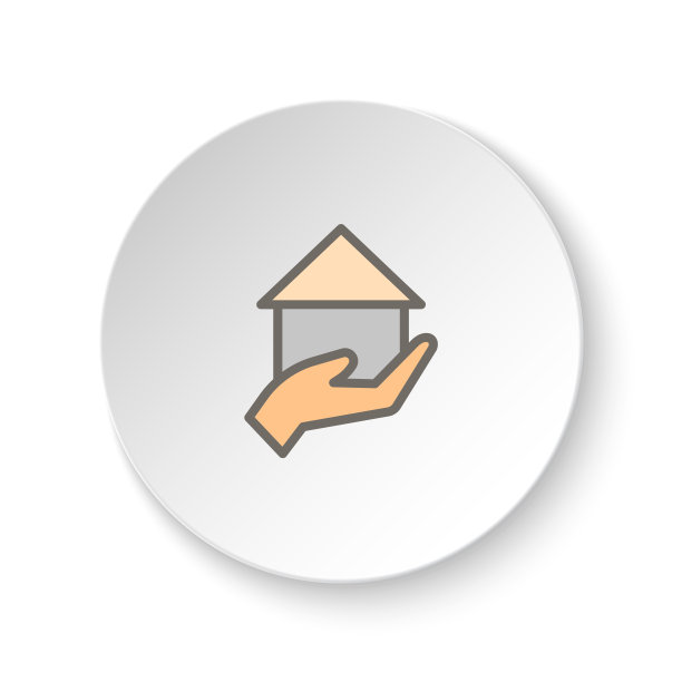 圆形按钮为网页图标，手臂，家，手贷款，抵押。按钮横幅圆形，徽章界面的应用说明图片下载