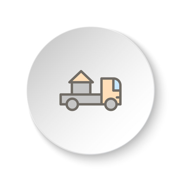 圆形按钮为网页图标，家，移动，搬迁。按钮横幅圆形，徽章界面的应用说明图片下载