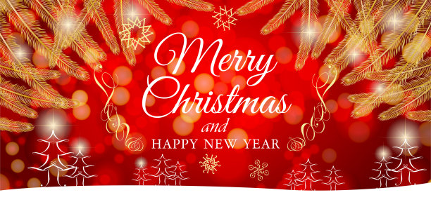 红色和金色的圣诞背景的雪花和轻圣诞卡插图图片下载