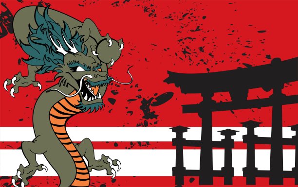 日本龙纹身t恤背景2图片下载