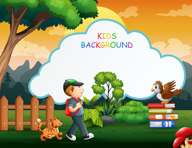 孩子背景与小男孩与他的宠物散步图片下载