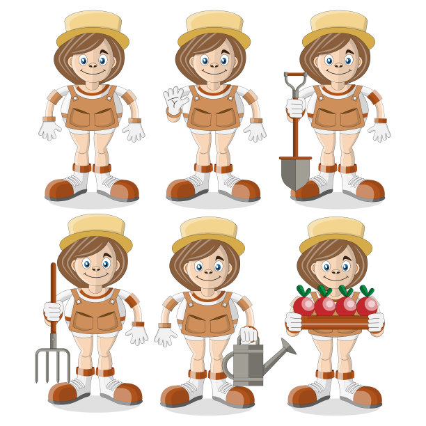 一组可爱的园丁。图片下载