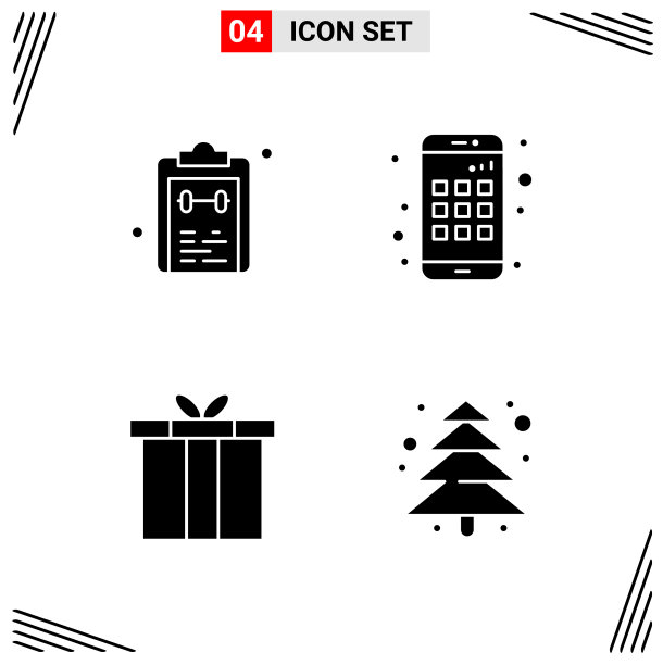 4图标固体样式网格基础上的创意字形图片下载