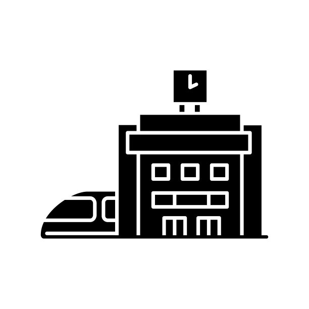 火车站黑色象形图标图片下载