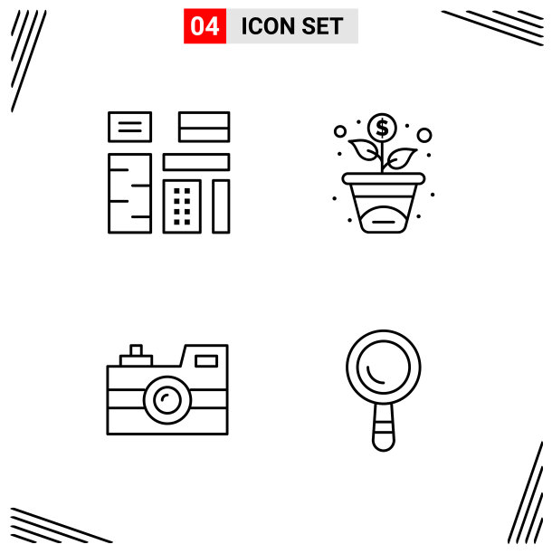 4图标线条样式基于网格的创意轮廓图片下载