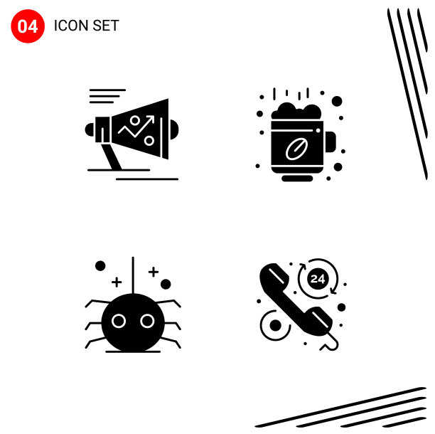 在固体样式像素中收集4个图标图片下载