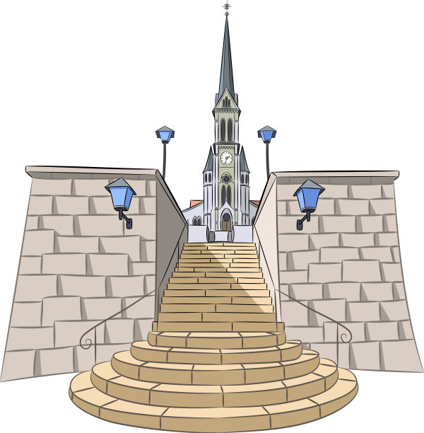 正面是一座美丽的天主教堂图片下载