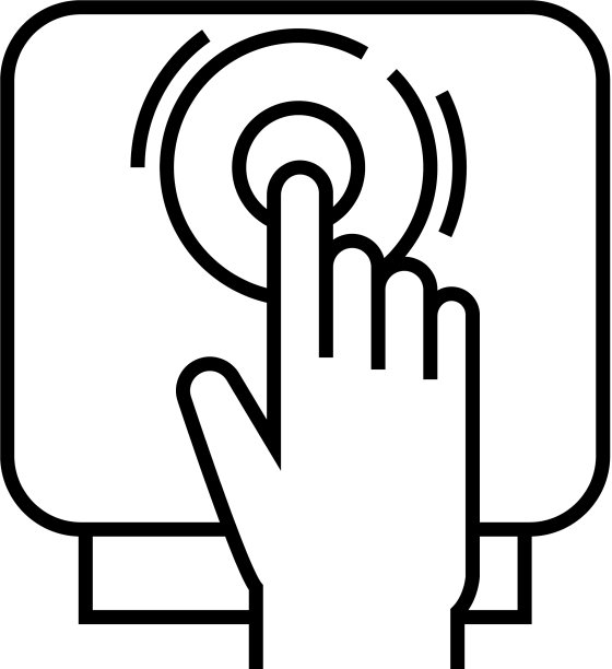 按下按钮线图标概念标志轮廓图片下载