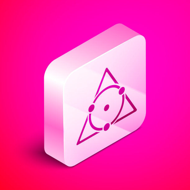 等距三角形数学图标孤立在粉红色图片下载