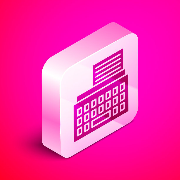 等距复古打字机和纸张图标图片下载