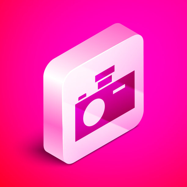 等距摄影相机图标孤立在粉红色图片下载