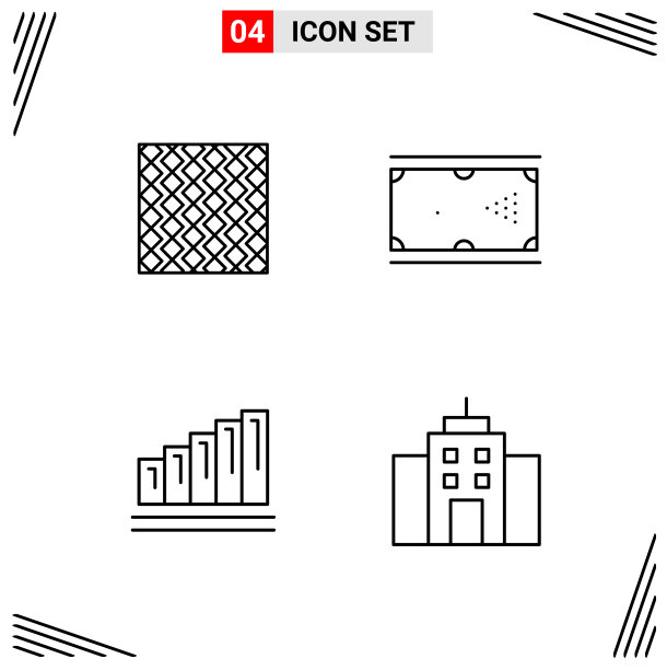 4图标线条样式基于网格的创意轮廓图片下载