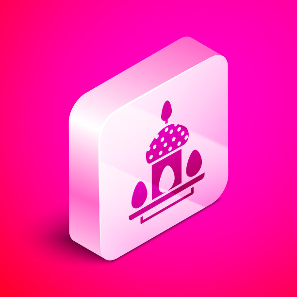 等距复活节蛋糕和鸡蛋图标隔离图片下载