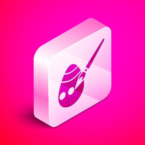 等距复活节彩蛋和画笔图标隔离图片下载