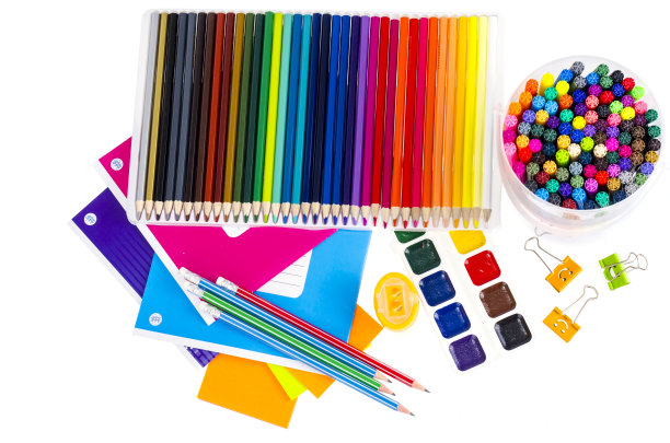 学校用品和学生用品。工作室的照片图片下载