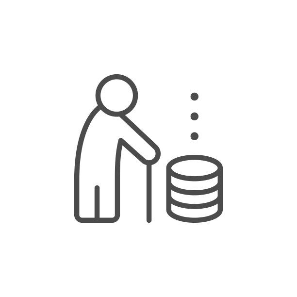 退休线轮廓图标和养老金标志图片下载