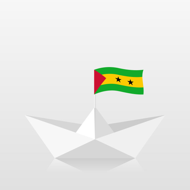 挂圣多美和普林西比旗的纸船图片下载