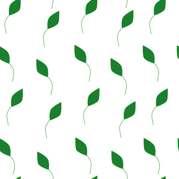 无缝模式与绿色的叶子在白色的背景。图片下载