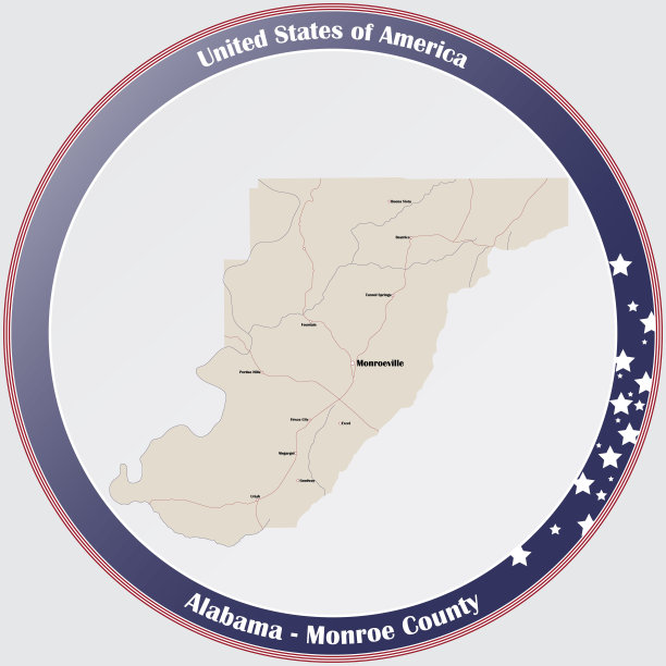 阿拉巴马州门罗县地图图片下载