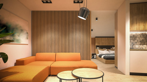 电脑生成的客厅图像。建筑可视化，3D渲染。室内设计图片下载