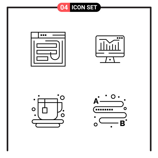 为网页和移动设置4个线条样式图标图片下载