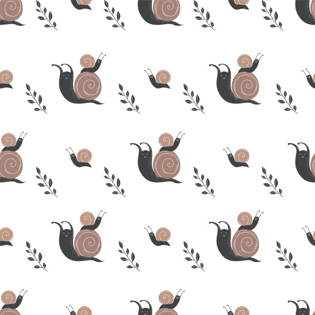 矢量无缝模式与蜗牛。图片下载
