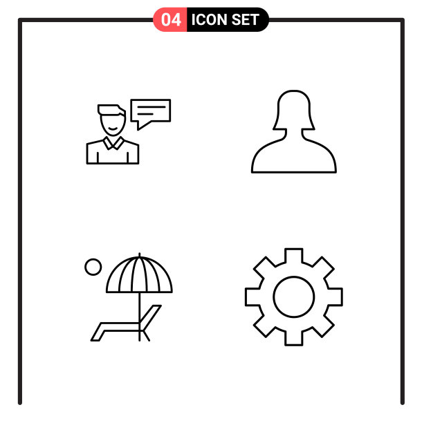 为网页和移动设置4个线条样式图标图片下载