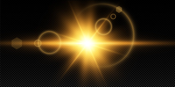 白色发光的光在透明的背景上爆炸。雷。透明的阳光，明亮的闪光。特殊镜头光晕效果。图片下载