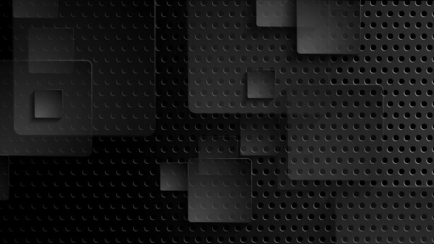 黑色穿孔金属背景与方块素材图片