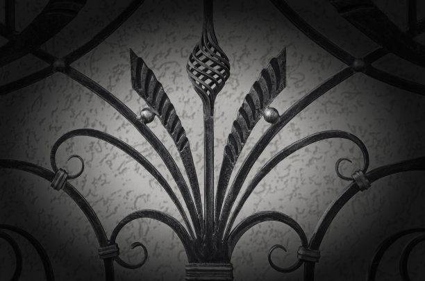 深色锻造金属栅栏的装饰元素图片下载