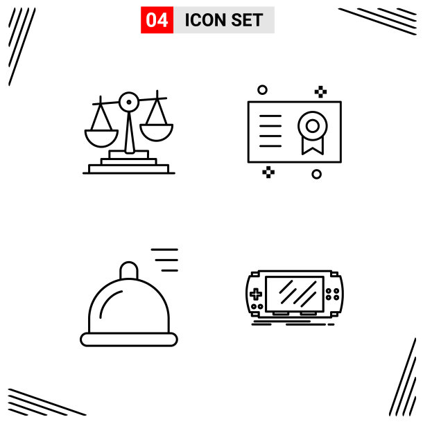 4图标线条样式基于网格的创意轮廓图片下载