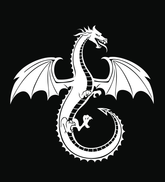 程式化的白龙剪影图片下载