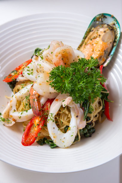 意大利面配超大海鲜图片下载