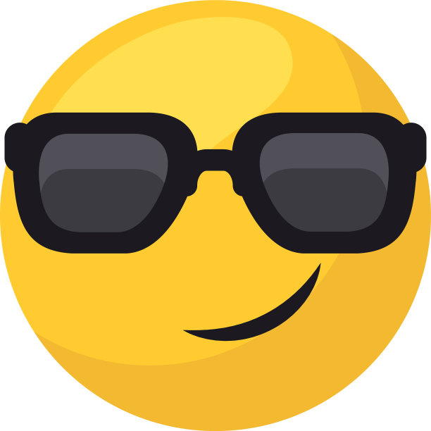 很酷的表情符号脸平面风格图标设计图片下载