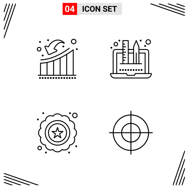 4图标线条样式基于网格的创意轮廓图片下载