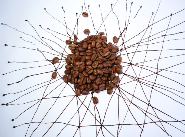 咖啡豆与绘制的背景图片下载