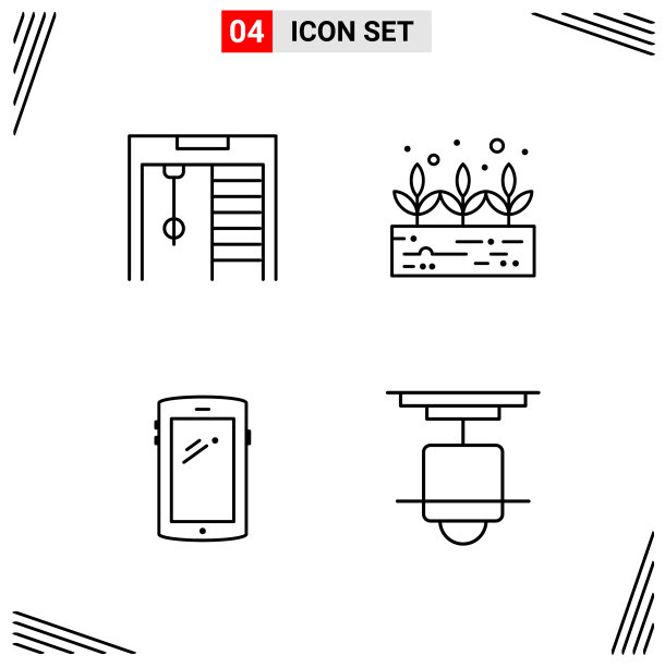 4图标线条样式基于网格的创意轮廓图片下载