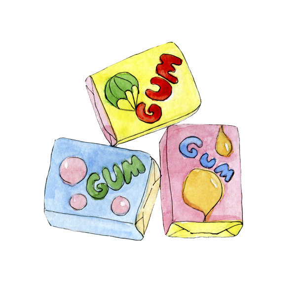 三种水彩彩色泡泡糖图片下载