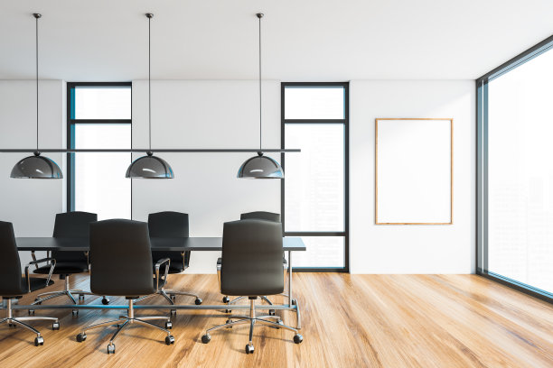 白色和黑色的会议室和海报图片下载