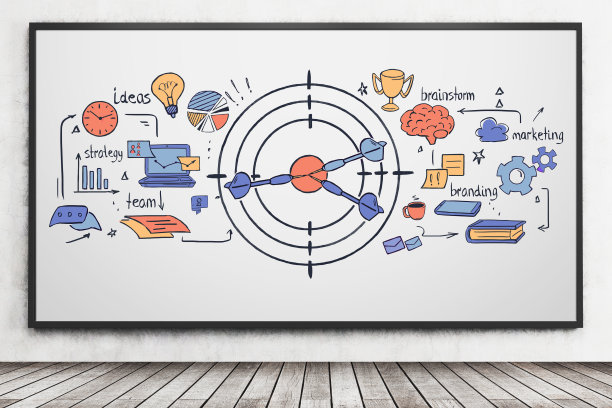 彩色时间的商业草图在白板上图片下载